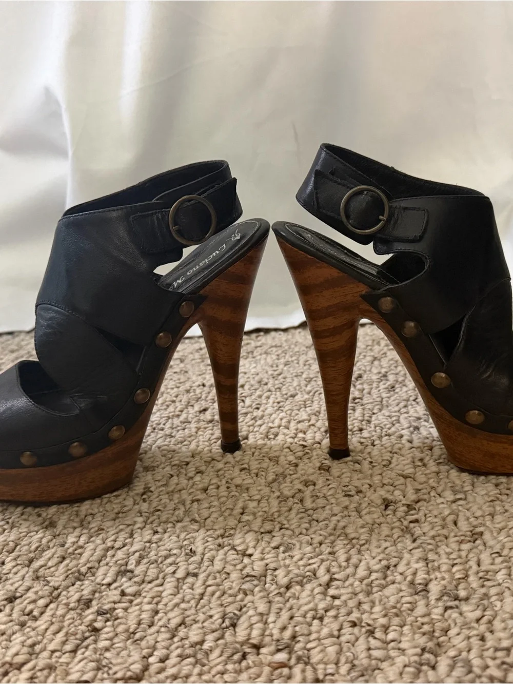 Luciano Marra Argentina Women's Black Leather Platform Heel